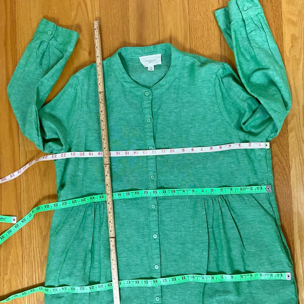 Pomander Place Linen Dress Maxi Long Sleeve Green Tuckernuck (XXL) - Picture 9 of 9